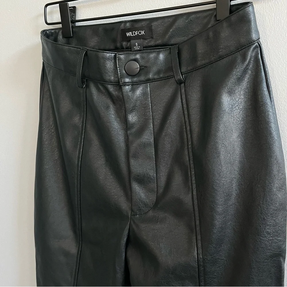 Wildfox Womens Faux Leather Pants Size Small High Waisted Straight Leg Split Hem - Picture 5 of 8
